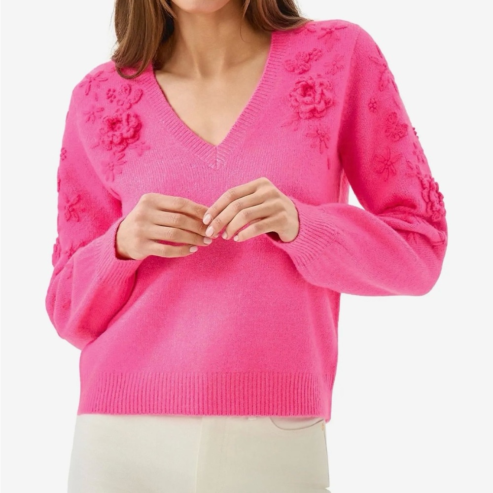 Lilly Pulitzer Alayna sweater. Garden party embroidery. Size medium